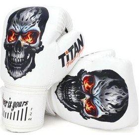 Resim Kurukafa Desenli Beyaz Boks Eldiveni Beyaz 