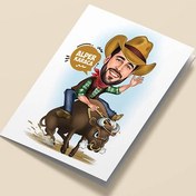 Resim Rodeo Yapan Kovboy Karikatürlü Tebrik Kartı 