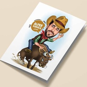 Resim Rodeo Yapan Kovboy Karikatürlü Tebrik Kartı 