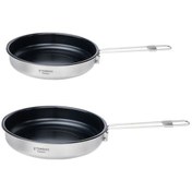 Resim Ankatek Titanyum Yapışmaz Kamp Kızartma Tavası Katlanır Saplı Açık Plaka Bulaşık Kase Tava Sofra Vj Gümüş Gümüş 