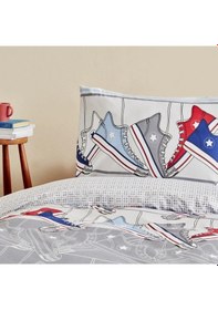 Resim Young Barton %100 Pamuk Tek Kişilik Nevresim Takımı Fitted Gri 