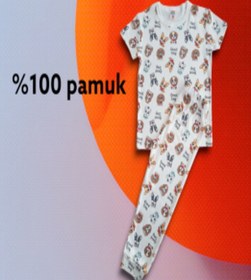 Resim Çamaşır Bahçesi Kısa Kollu Desenli Çocuk Pijama Takım #baskılıçocukpijamatakım #çamaşırbahçesi #kısakollupijamatakım 