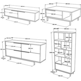 Resim Bohem Tv Ünitesi Orta Sehpa Konsol Kitaplık 4'lü Set Beyaz Boh21-w Beyaz 