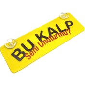 Resim Bu Kalp Seni Unutur Mu Yazılı Sarı Dekor Plaka Vantuzlu Cam Süsü 