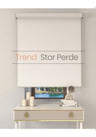 Resim Ekru Etek Dilimsiz Zebra Stor Güneşlik Perde Ekru 