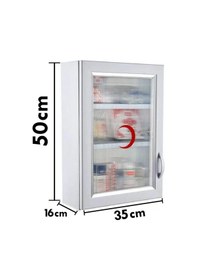 Resim Ecza Dolabı İçi Dolu İlk Yardım İçerikli Pvc 50 x 35 x 16 CM 159 Beyaz 