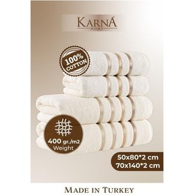 Resim Banyo Havlu Seti 4 Lü Bale Krem 