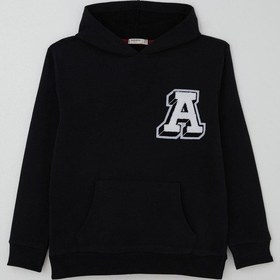 Resim Breeze Erkek Çocuk Sweatshirt A Harfi Yazı Nakış Armalı 9-14 Yaş, Siyah 