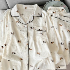 Resim Kadınlar için Uzun Kollu, Sevimli Dalmatian Spotted Köpek Modası Rahat Hırka ve Pantolonlu Bahar ve Sonbahar Pijama Takımı 