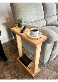 Resim Masif Ahşap Yan Sehpa Naturel 