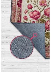 Resim Homshtag Art Deco Erguvan Çiçeği Vintage Halı Görünümlü Dijital Baskı Pembe Halı,rustik Çiçekli Halı Çok Renkli 