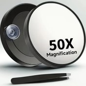 Resim 50X Büyüteçli Ayna, Emme Kupası ve Tıraş Çubuğu ile, Hassas Makyaj ve Saç Çıkarma için Güçlü 50X Makyaj Aynası, Yakın Bakım için Uygun 