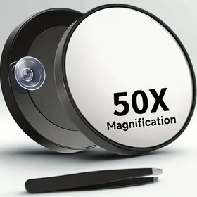 Resim 50X Büyüteçli Ayna, Emme Kupası ve Tıraş Çubuğu ile, Hassas Makyaj ve Saç Çıkarma için Güçlü 50X Makyaj Aynası, Yakın Bakım için Uygun 