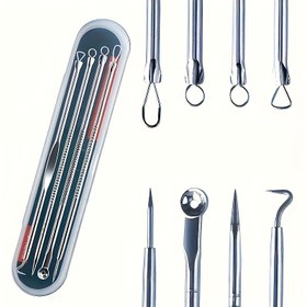 Resim 4'lü Set ve Kit | Paslanmaz Çelik Gözenek Temizleme Cımbızı ve Spatula, Tüm Cilt Tipleri İçin, Formaldehit İçermez 