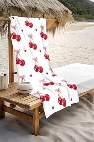 Resim Dijital Baskı Plaj Deniz Havlusu Kiraz Desenli Peştamal HVL0019 