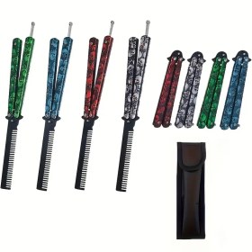 Resim 1 adet Profesyonel Paslanmaz Çelik Kıllar Katlanır Kelebek Tarak, Metal Saplı, Taşınabilir Eğitim Uygulama Tarağı Normal Saç Stilleri İçin, Stilistler ve Ev Kullanımı İçin İdeal 