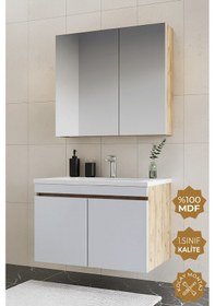 Resim Teta Home Tokyo 80 Cm Mdf Banyo Dolabı Seti Atlantik Çam-beyaz Atlantik Çam - Beyaz 