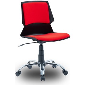 Resim Ofiscombin Ofis Büro Metal Ayaklı Döner Tekerli Ders Çalışma Sandalyesi Kirmizi Kumaş 00047499881 