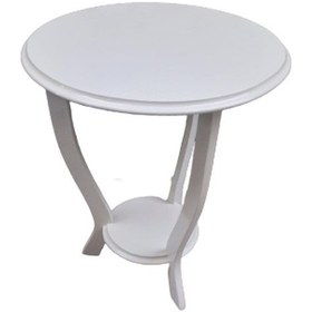 Resim Üç Ayak Fiskos Çiçeklik Sehpa Parlak Beyaz Lake Boya Çift Kat Ahş 