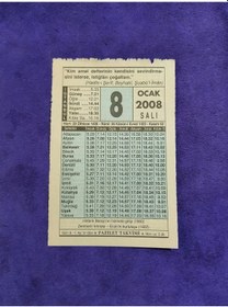 Resim 8 Ocak 2008 Takvim Yaprağı - Nostaljik Koleksiyonluk Takvim Yaprağı 