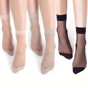 Resim 1 Çift Kadın Ayak Bileği Yüksekliğinde Şeffaf Çorap - 20D Naylon Güçlendirilmiş Burun, File Nefes Alabilen Polyester-Naylon Karışımı, Her Mevsim İçin Rahat Oturan, Açık Bej, Koyu Bej ve Siyah Renklerde Mevcut 