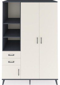 Resim Kronos Dolap 5 Raflı 2 Çekmeceli Tek Askılı 132x59x195 Antrasit-aytaşı/aytaşı Aytası/aytası - Antrasıt 