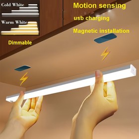 Resim USB Şarj Edilebilir LED Hareket Sensörlü Işık - Kablosuz, Üç Tonlu Aydınlatma, Sıcak/Beyaz Gece Lambası Mutfak, Dolap, Koridor ve Merdivenler için, Oda, Bilgisayar Arka Aydınlatması, USB Aksesuarı, USB Dolap Işıkları 