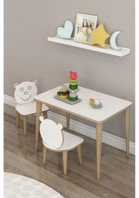Resim Moniev Wini Çocuk Oyun Etkinlik Çalışma Masası Sandalyeli 45x69 Beyaz 