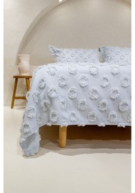 Resim Koza Home Sitra Gri Çift Kişilik Püsküllü Yatak Örtüsü 230x250 2 Yastık 50x Gri 