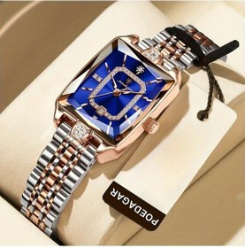 Resim Fochsia Poedagar Kadın Lüks Kasa Çelik Kordon Zarif Su Geçirmez Tarihli Kuartz Altın Mavi Saat Diğer 