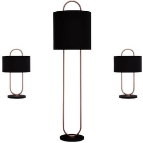 Resim Arco Koleksiyonu 3'lü Aydınlatma Seti 2 Abajur, 1 Lambader Siyah 