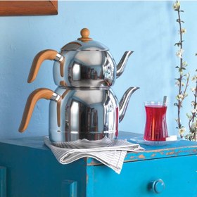 Resim Korkmaz Retro Ahşap Çaydanlık Takımı Ahşap 