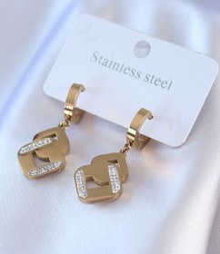 Resim NETWORK ART 316L Çelik Gold Renk Zirkon Taşlı Kadın Küpe - Lisinya 