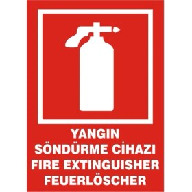 Resim İzmir Serigrafi Yangın Söndürme Cihazı Fire Extinguisher Feuerlöscher 2.6 mm PVC Uyarı Levhası 25 x 35 cm 