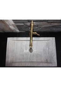 Resim Gümüş Traverten Modern Kare Lavabo 