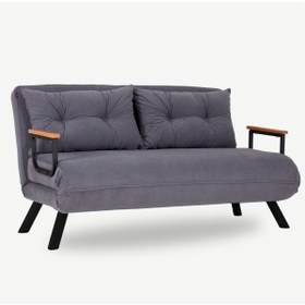 Resim Pafu Sando İkili Keten Katlanır Yataklı Koltuk Gri 