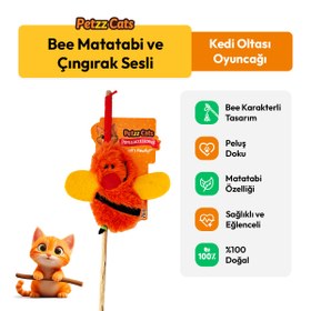 Resim PetzzCats Bee Matatabi ve Çıngırak Sesli Kedi Oltası Oyuncağı Turuncu 42 Cm 