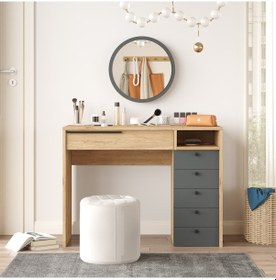 Resim Paris Makyaj Masası Aynalı Çekmeceli Şifonyer Sepet-antrasit 