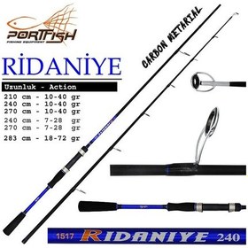 Resim Portfish Ridaniye 240 Cm 10-40g Atarlı Karbon Spin Olta Kamışı 