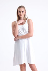 Resim Penye Dantelli Gecelik 76425 - Ekru / S 