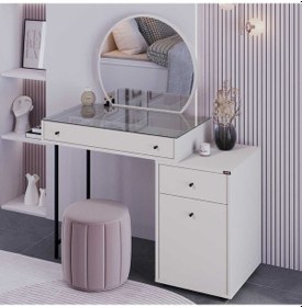 Resim Dior Aynalı Makyaj Masası - Vizon 108x134x47 Cm 