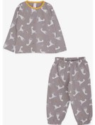 Resim Kız Bebek Pijama Takımı Simli Zürafa Desenli Vizon 9 Ay-3 Yaş 001 Breeze