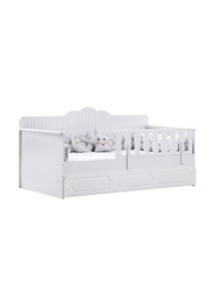 Resim Yavrulu Karyola, Flower Yavrulu Montessori Karyola - Beyaz 