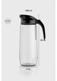 Resim Renga Beluga 1500 Ml Siyah Kapaklı Gravürlü Cam Sürahi 111021 