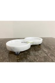 Resim Genel Markalar Doğal Beyaz Mermer Yağdanlık Standı Yuvarlak Gümüş Top Ayak 