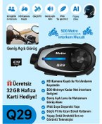 Resim Q29 Kameralı Motosiklet İnterkom Kulaklığı Geniş Açılı Görüş Hd 