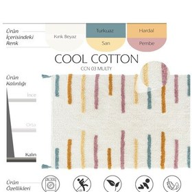 Resim Cool Halı Cool Cotton Ccn 03 Multy Xw Makinede Yıkanabilir Kaymaz Taban Pamuk Dokuma Bebek Halısı Çok Renkli 