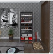 Resim Kenzlife Ayakkabılık Ayakkabı Dolabı Kilitli Gutan Gri 160 70 32 Kapaklı Ofis Dolabı İki Bölme 