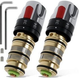 Resim Willowhaven 2 Adet Termostatik Batarya 20-50 C Ayarlı Kırmızı Kol Dayanıklı Paslanmaz 