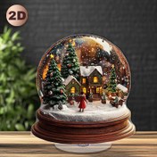 Resim 2D Düz, 2D Düz - Ayaklı Akrilik Kar Küresi, Ev, Ofis veya Kafe İçin Masa Dekoru, İç/Dış Mekan Kullanımı, Arkadaşlar İçin Mükemmel Hediye | Kış Harikalar Diyarı Teması | Karlı Köy Manzaralı Noel Süsü, 2D Düz 